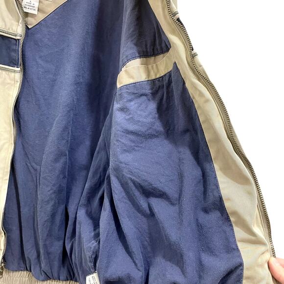 Vintage 90s Misty Harbor Men's Khaki Blue Stripe Casual Bomber Jacket - Large - Picture 12 of 13